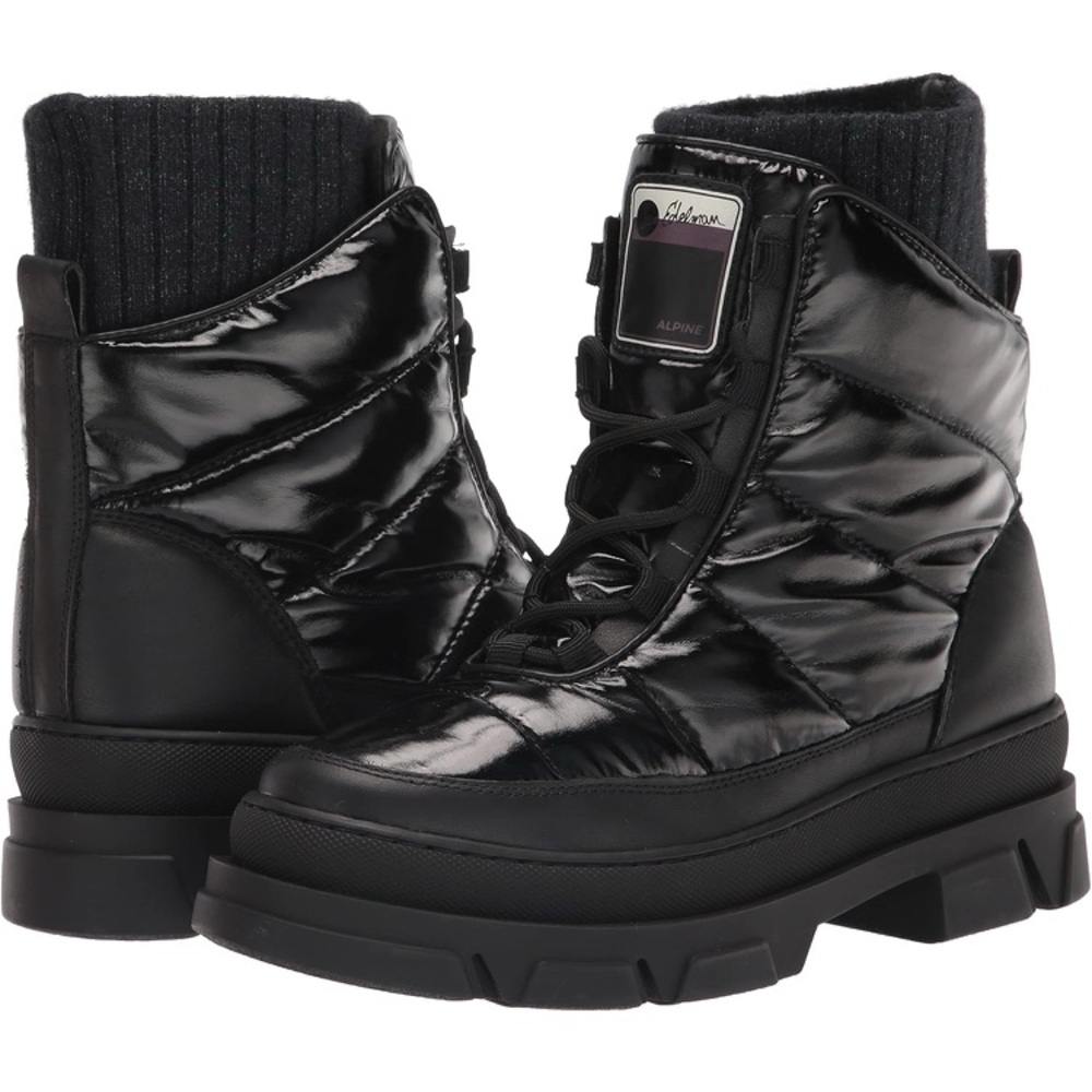 Sam Edelman Leather & Shiny Fabric Winter Boots, Size 8